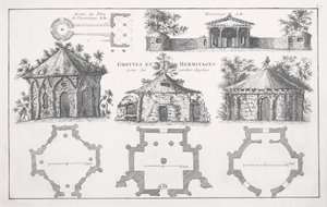 Progetti per grotte ed eremitaggi nei giardini inglesi da Jean Nicolas Le Rouge